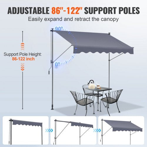 Manual Retractable Awning 118 Outdoor Retractable Patio Awning Sunshade