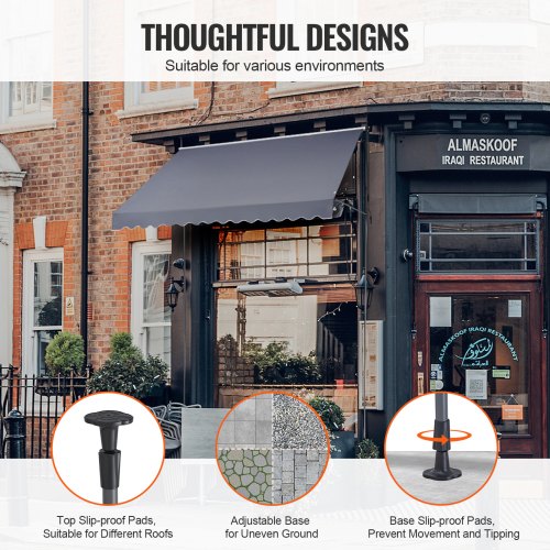 138 x 47 Patio Awning Retractable Awning Sunshade Shelter with Manual