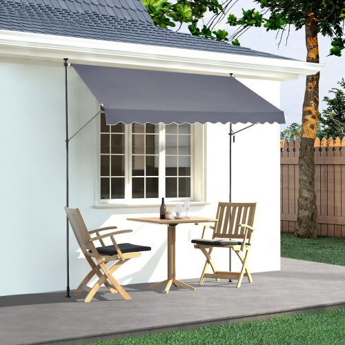 138 x 47 Patio Awning Retractable Awning Sunshade Shelter with Manual
