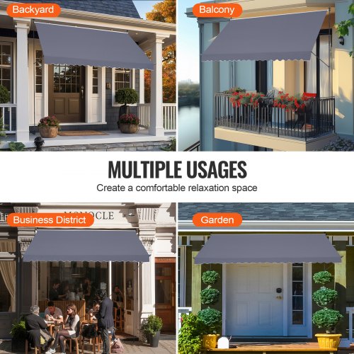 178 x 47 Patio Awning Retractable Awning Sunshade Shelter with Manual