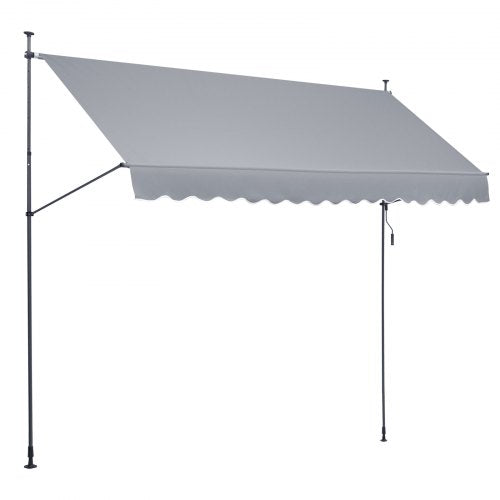157x47 Patio Awning Retractable Awning Sunshade Shelter with Crank Handle –