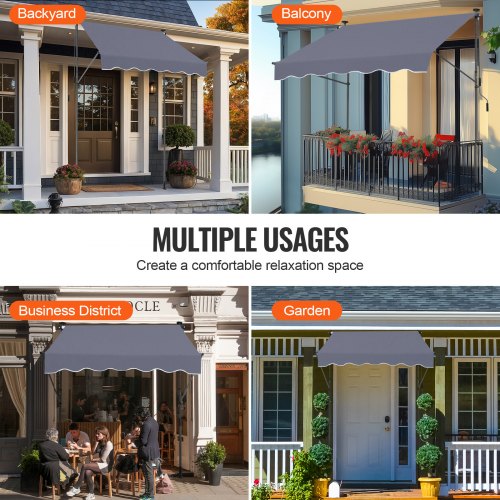 59 x 47 Patio Awning Retractable Awning Sunshade Shelter with Manual Crank