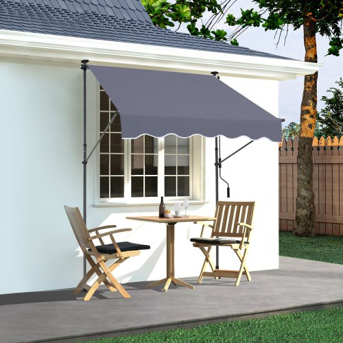 59 x 47 Patio Awning Retractable Awning Sunshade Shelter with Manual Crank