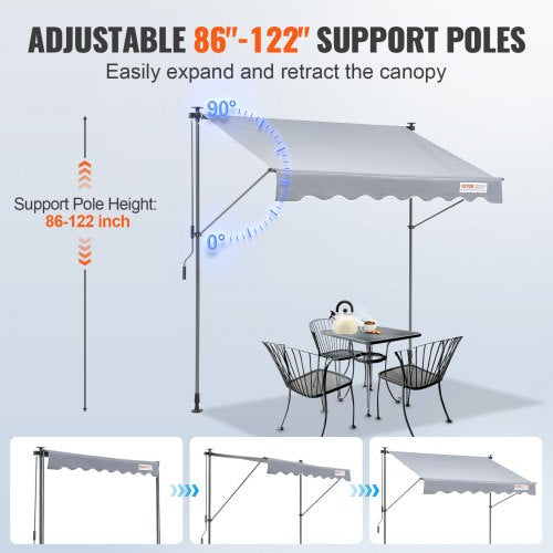 Manual Retractable Awning 78 Outdoor Retractable Patio Awning Sunshade
