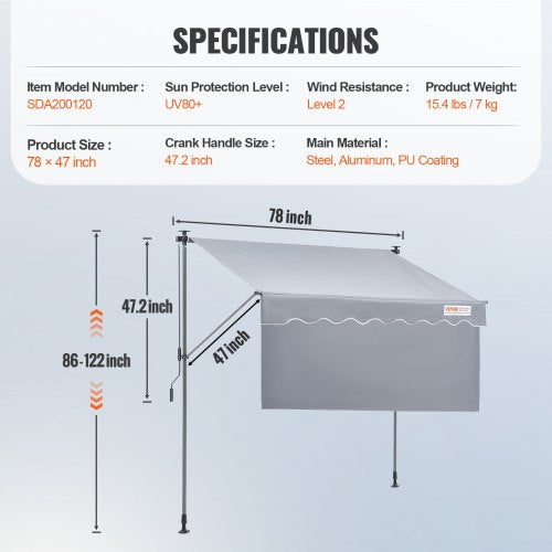 Manual Retractable Awning 78 Outdoor Retractable Patio Awning Sunshade