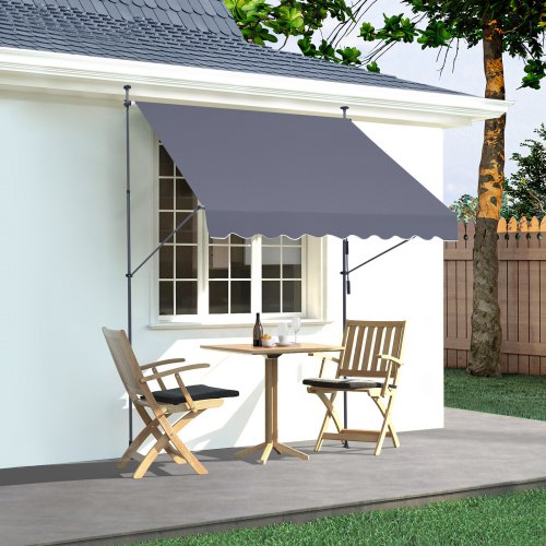 98 x 47 Patio Awning Retractable Awning Sunshade Shelter with Manual Crank