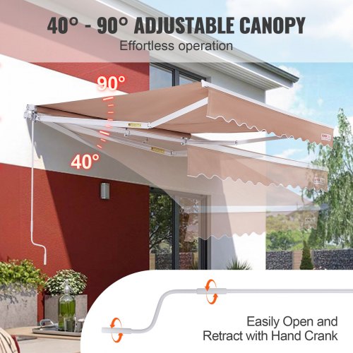 Manual Retractable Awning 12 x 10 ft Outdoor Patio Awning Retractable Sun