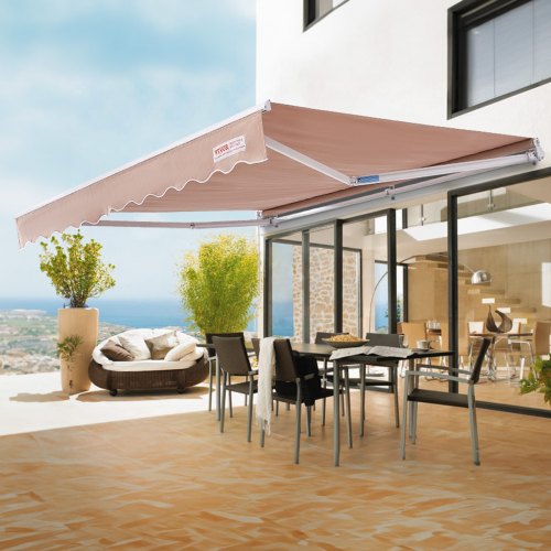Manual Retractable Awning 12 x 10 ft Outdoor Patio Awning Retractable Sun