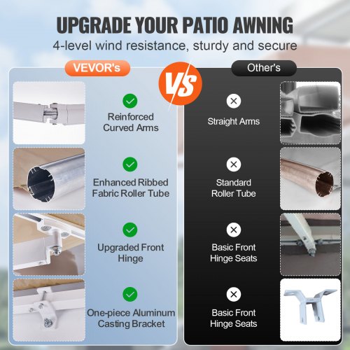Manual Retractable Awning 8 x 7 ft Outdoor Patio Awning Retractable Sun
