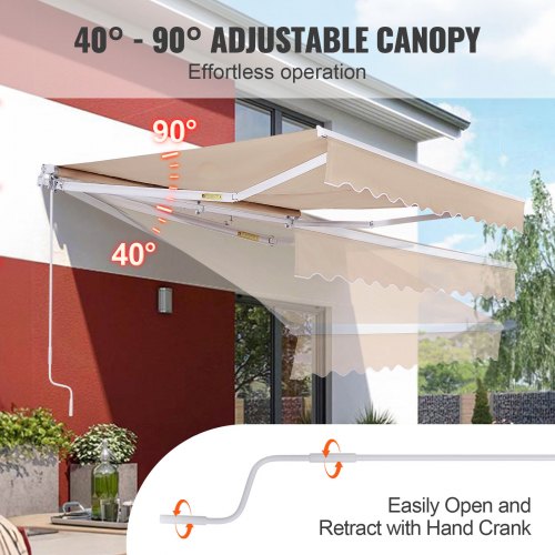 Manual Retractable Awning 8 x 7 ft Outdoor Patio Awning Retractable Sun