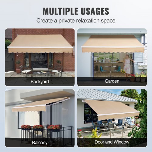 Manual Retractable Awning 8 x 7 ft Outdoor Patio Awning Retractable Sun