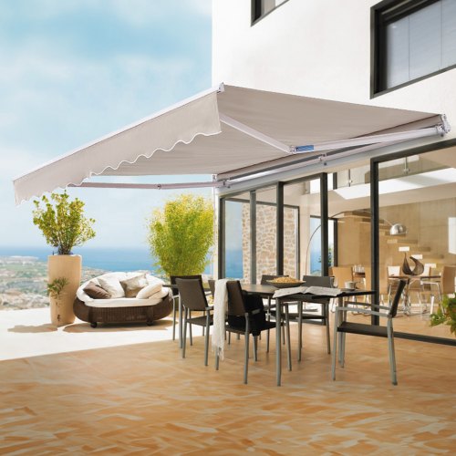 Manual Retractable Awning 8 x 7 ft Outdoor Patio Awning Retractable Sun