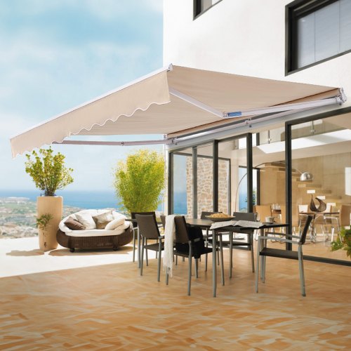 Manual Retractable Awning 13 x 8 ft Outdoor Patio Awning Retractable Sun