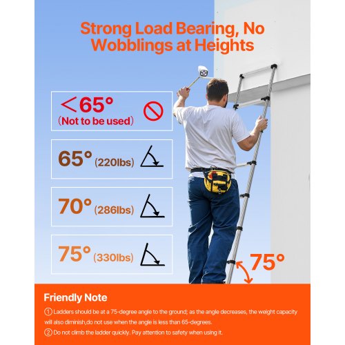 Telescoping Ladder 105ft Stainless Steel Lightweight Extension Ladder