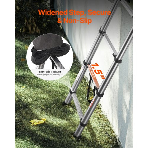 Telescoping Ladder 125ft Stainless Steel Lightweight Extension Ladder