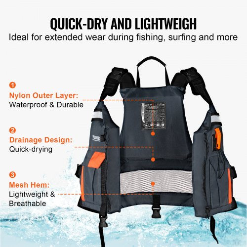 Life Vest for Watersports PFD Life Jacket with Waterproof Nylon 110N
