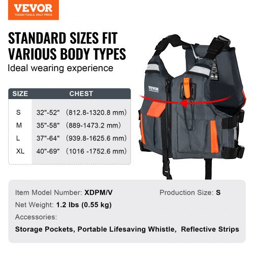 Life Vest for Watersports PFD Life Jacket with Waterproof Nylon 80N