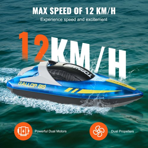 RC Boat 24GHz 12 kmh Remote Control Boat for Pools Lakes Racing Boat
