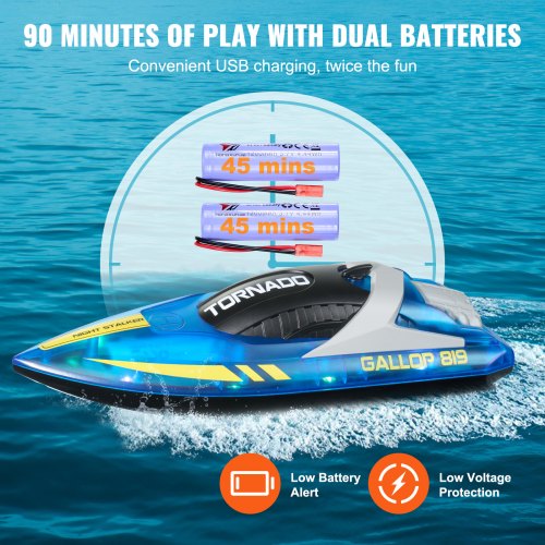 RC Boat 24GHz 12 kmh Remote Control Boat for Pools Lakes Racing Boat