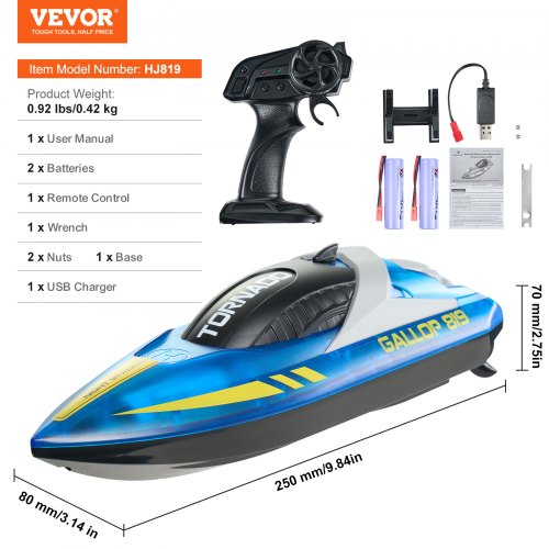 RC Boat 24GHz 12 kmh Remote Control Boat for Pools Lakes Racing Boat