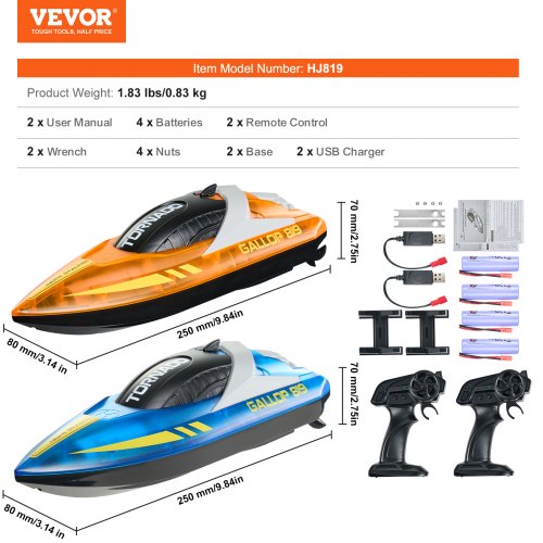 RC Boat 2 Pack 24GHz 12 kmh Remote Control Boat for Pools Lakes