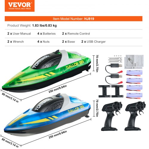 RC Boat 2 Pack 24GHz 12 kmh Remote Control Boat for Pools Lakes