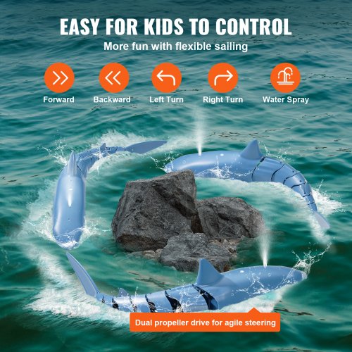 Remote Control Shark Toy 24GHz High Simulation Shark RC Boat for Swimming