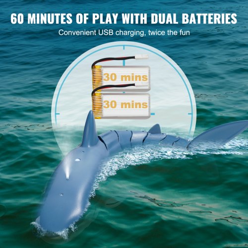 Remote Control Shark Toy 24GHz High Simulation Shark RC Boat for Swimming