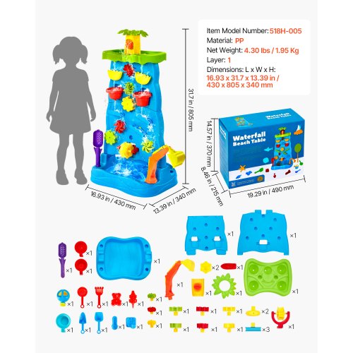 Sand and Water Table for Toddlers DoubleSided Kids Activity Waterfall