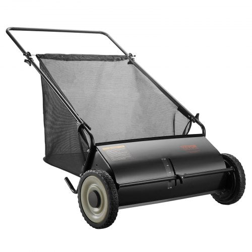 Push Lawn Sweeper 26inch Leaf Grass Collector Strong Rubber Wheels