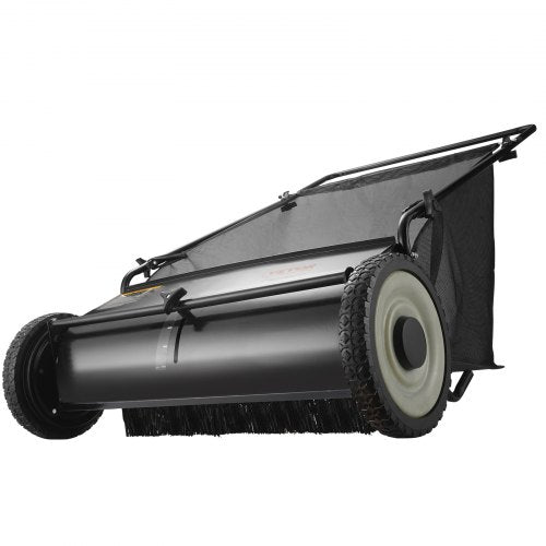 Push Lawn Sweeper 26inch Leaf Grass Collector Strong Rubber Wheels