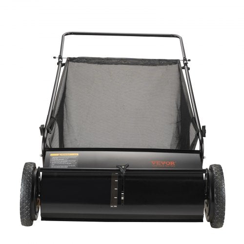 Push Lawn Sweeper 26inch Leaf Grass Collector Strong Rubber Wheels
