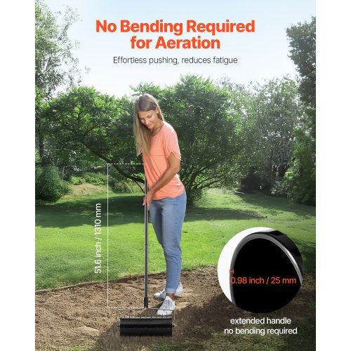 Rolling Lawn Aerator 18inch HeavyDuty Manual Rolling Aerator Lawn