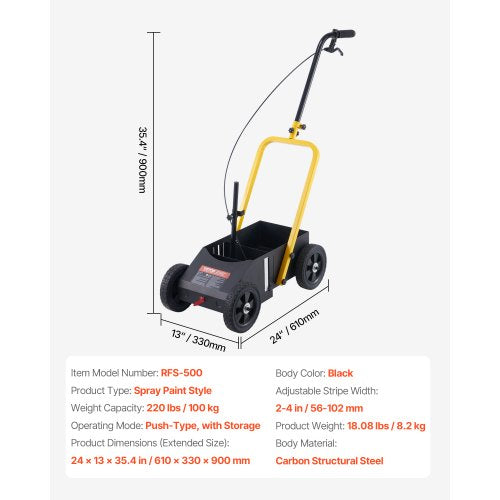 Striping Line Marking Machine 24 x 13 x 35.4 in 4Wheel Heavy Duty