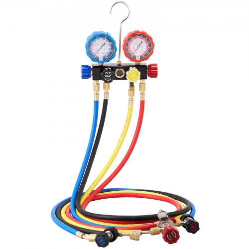 4 Way AC Gauge – AC Manifold Gauge Set for R134A R22 R12 R410A Refrigerant