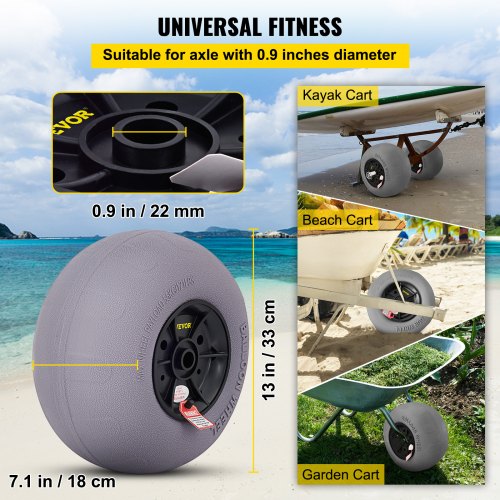 Beach Balloon Wheels 13 Replacement Sand Tires TPU Cart Tires for Kayak