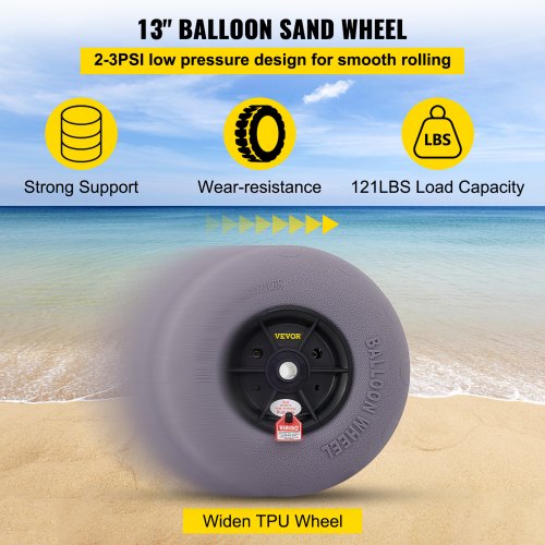 Beach Balloon Wheels 13 Replacement Sand Tires TPU Cart Tires for Kayak