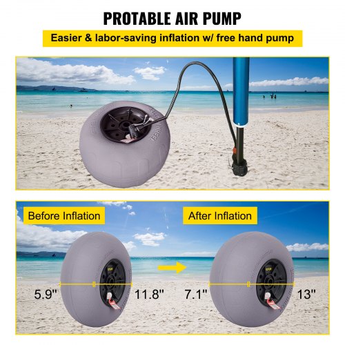 Beach Balloon Wheels 13 Replacement Sand Tires TPU Cart Tires for Kayak