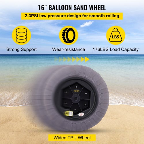 Beach Balloon Wheels 16 Replacement Sand Tires TPU Cart Tires for Kayak