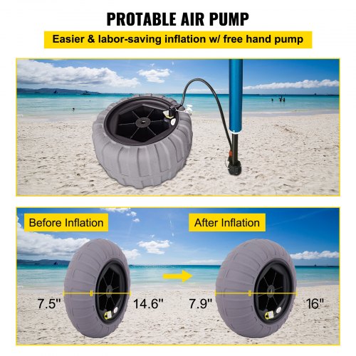 Beach Balloon Wheels 16 Replacement Sand Tires TPU Cart Tires for Kayak