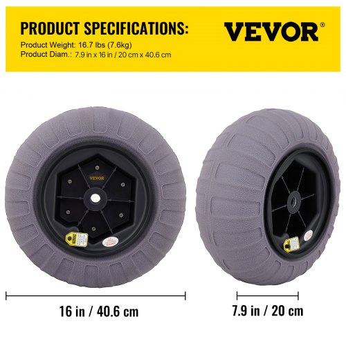 Beach Balloon Wheels 16 Replacement Sand Tires TPU Cart Tires for Kayak