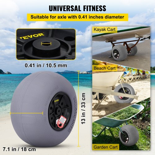 Beach Balloon Wheels 13 Replacement Sand Tires with 32 Stainless Steel