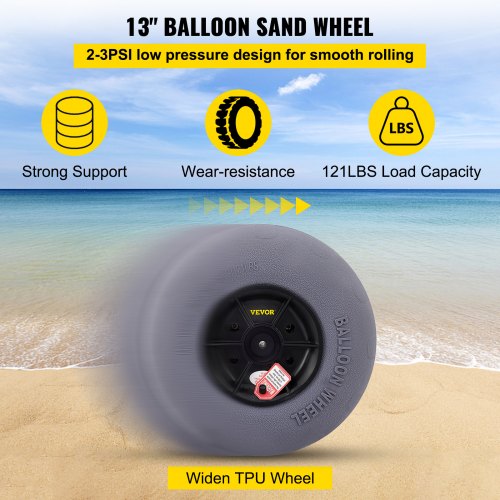 Beach Balloon Wheels 13 Replacement Sand Tires with 32 Stainless Steel