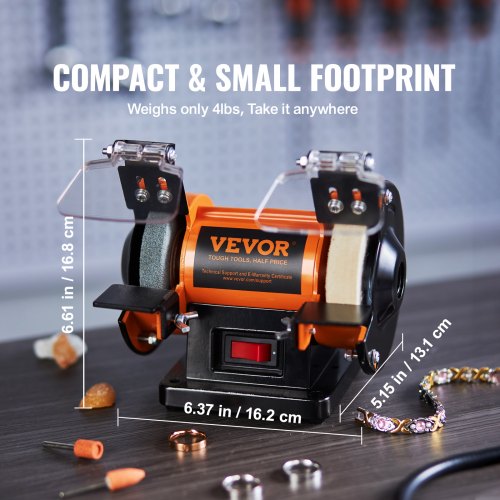 Jewelry Polisher Bench Grinder Polishing Buffing Machine 3590RPM Bench