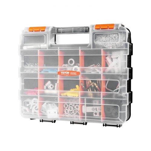Small Parts Organizer 34Compartment Double Side Tools Organizer Box with 24