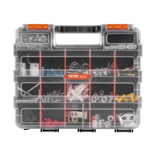 Small Parts Organizer 34Compartment Double Side Tools Organizer Box with 24