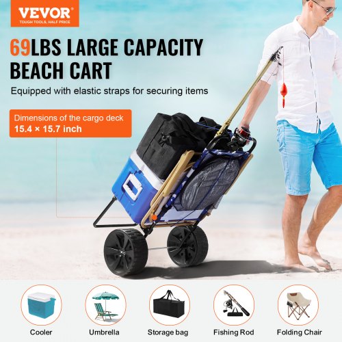 Beach Dolly with Big Wheels for Sand 154 x 157 Cargo Deck w 10 PE