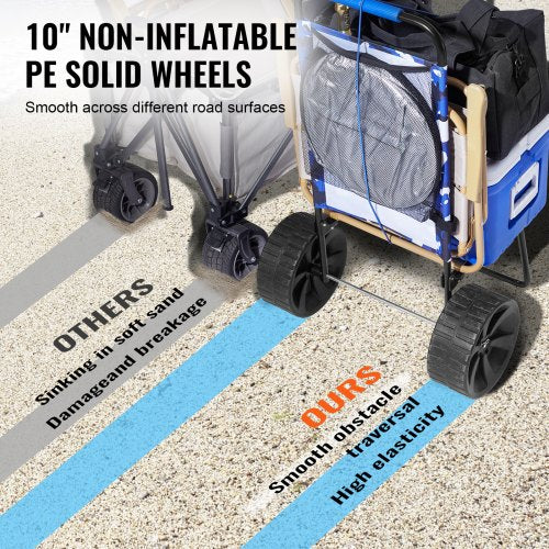 Beach Dolly with Big Wheels for Sand 154 x 157 Cargo Deck w 10 PE