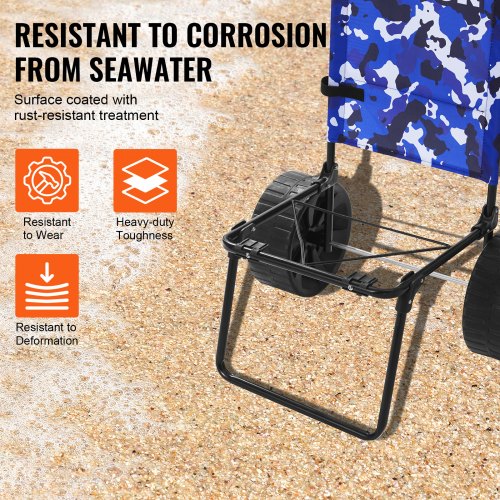Beach Dolly with Big Wheels for Sand 154 x 157 Cargo Deck w 10 PE