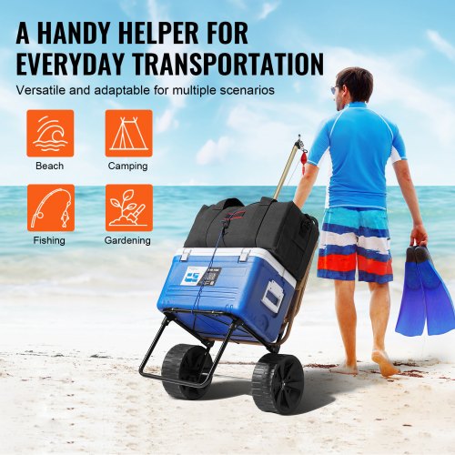 Beach Dolly with Big Wheels for Sand 154 x 157 Cargo Deck w 10 PE